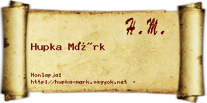 Hupka Márk névjegykártya